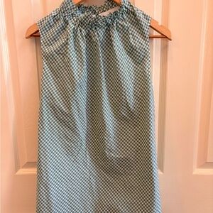 Lafayette 148 New York Green Gingham Blouse